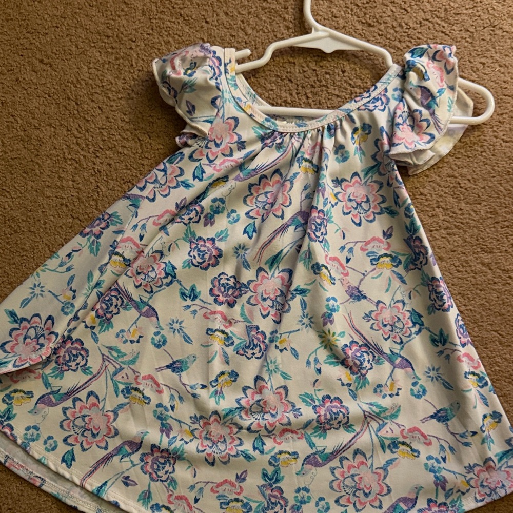 Dot Dot Smile White Dress with Pink and Blue Floral Print